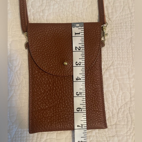 Custom Camel w/ Brown Leather Wrap Small Satchel w/ Gold Toned Details - Picture 4 of 6